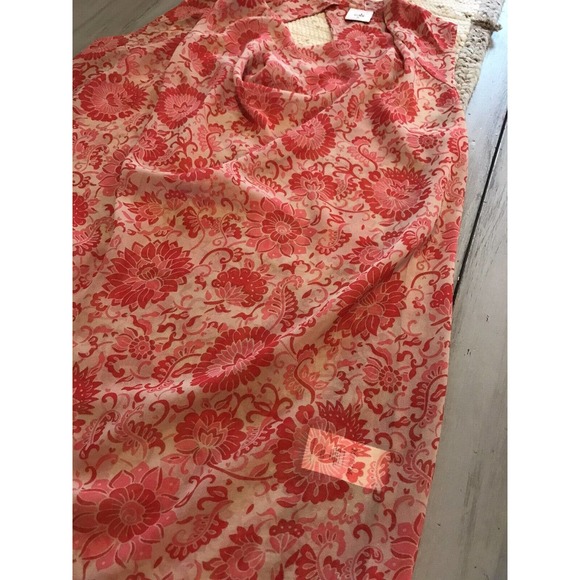 CAbi Vita Draped Open Back Pink Tan Floral Sheer Top Blouse 5037 Sz M - Picture 4 of 9